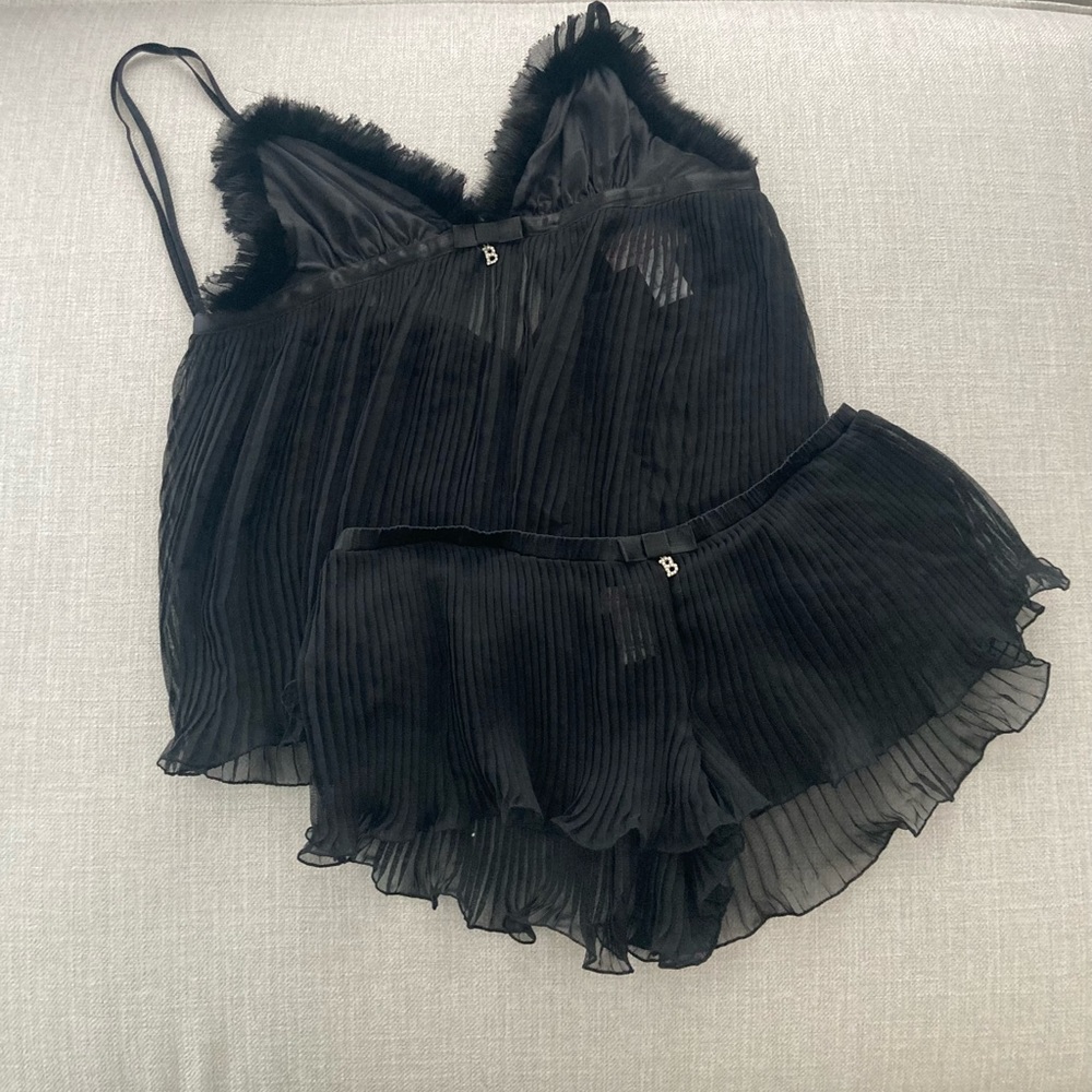 Bluemarine y2k fuzzy black mesh lingerie